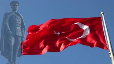 19 mayis Atatürk 'ü anma, genclik ve spor bayrami Türkçe veya 19 Mayıs Atatürk, Gençlik ve Spor Günü arka plan 4K videosu. Türk bayrağı dalgalanıyor.