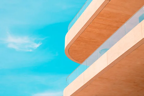 Minimalist Architecture Background Copy Space Two Stories Modern Building Balcony — Stock Photo, Image