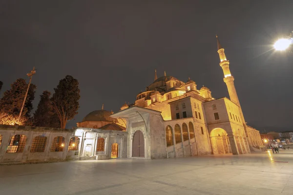 Mesquita Fatih Noite Foto Fundo Islâmica Mesquitas Istambul — Fotografia de Stock