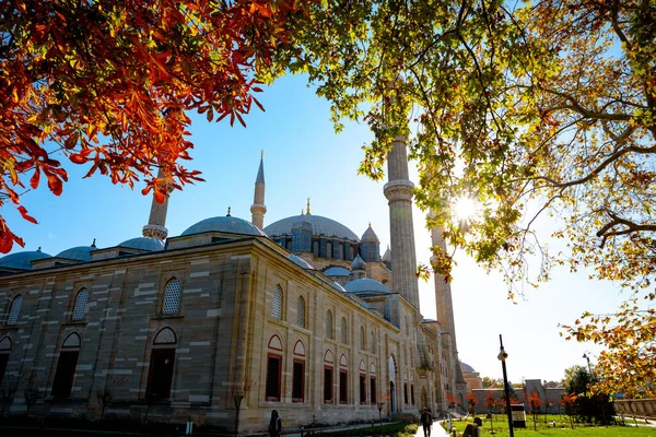 Edirne Selimiye Mosque Autumn Fall Morning Islamic Ramadan Background Photo — Stock Photo, Image