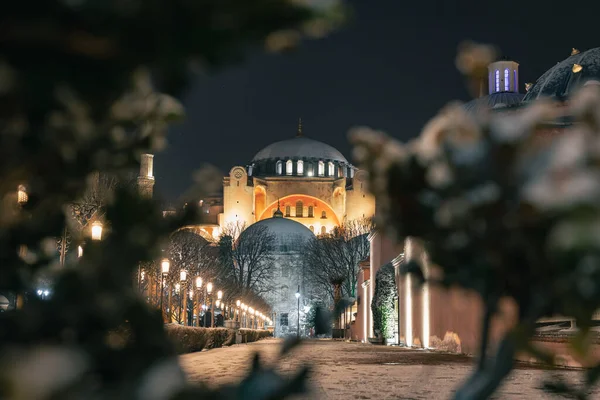 Hagia Sophia Nebo Ayasofya Zimě Fotografie Istanbulu Selektivní Zaměření Pozadí — Stock fotografie