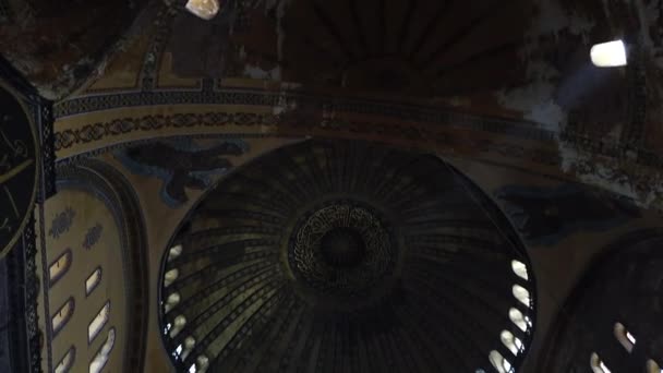 Hagia Sophia Oder Ayasofya Moschee Istanbul Kippbewegung Von Oben Nach — Stockvideo