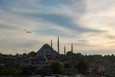 Süleyman Camii. İslami arkaplan. İstanbul 'un camileri. Ramazan veya kandil veya laylat al-Qadr veya kadir gecesi arkaplan fotoğrafı.