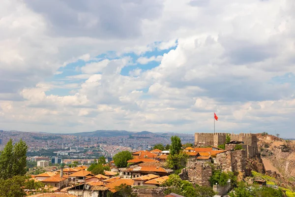 View of Ankara from Ankara Castle with cloudy sky on the background. Capital city of Turkey