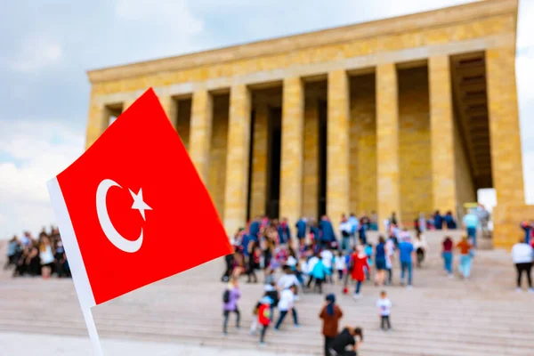 Anitkabir Dan Bendera Turki Foto Latar Belakang Turki Hari Ini — Stok Foto