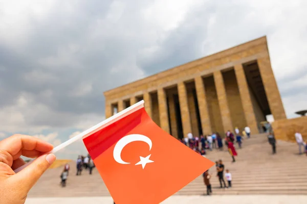 Bendera Turki Dan Anitkabir Atau Mausoleum Ataturk Hari Hari Publik — Stok Foto