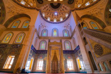 Mihrab of Ankara Kocatepe Mosque. Islamic background photo. Ankara Turkey - 5.17.2022
