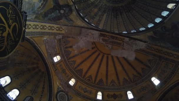 Εσωτερικό Της Αγίας Σοφίας Τζαμί Αγιασόφια Στην Κωνσταντινούπολη Κωνσταντινούπολη Τουρκία — Αρχείο Βίντεο