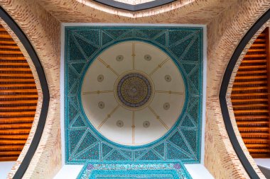 Dome of Alaaddin Keykubad Mosque in Konya. Amazing decorations of dome in Seljuk architecture. Konya Turkey - 5.18.2022