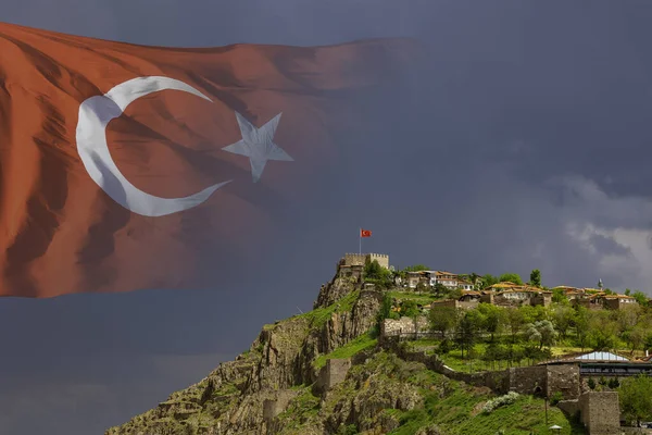 Замок Анкара Турецький Прапор 1923 Анкара Стала Столицею Турецької Концепції — стокове фото