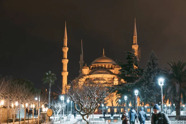 Blue Mosque Aka Sultanahmet Camii Winter Night Travel Istanbul Winter — Stock Photo, Image