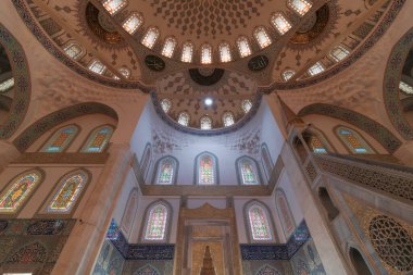 Kocatepe Mosque. Islamic architecture in Turkey. Ramadan or kandil or islamic or laylat al-qadr or kadir gecesi background photo. Ankara Turkey - 5.17.2022