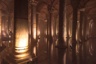 Basilica Cistern or Yerebatan Sarnici. Landmarks of Istanbul background photo. Istanbul Turkey - 8.3.2022