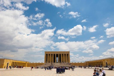 Anitkabir in Ankara. Wide angle view of Anitkabir or mausoleum of Ataturk. 29th october republic day or 29 ekim cumhuriyet bayrami concept. Ankara Turkey - 5.16.2022