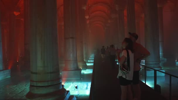 Tourists Basilica Cistern Yerebatan Sarnici Istanbul Noise Grain Included Istanbul — Stock Video