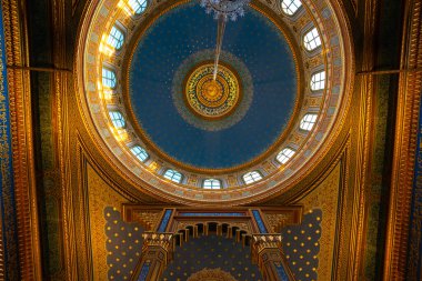 Dome of Yildiz Hamidiye Mosque. Islamic architecture photo. Ramadan or kandil or laylat al-qadr or islamic art background photo. Istanbul Turkey - 12.25.2021
