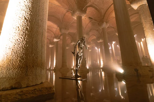 Basilica Cistern Yerebatan Sarnici Selective Focus Noise Included Istanbul Turkey — Foto de Stock