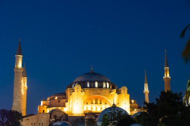 Hagia Sophia or Ayasofya at night. Travel to Istanbul background photo. Noise and grain included.