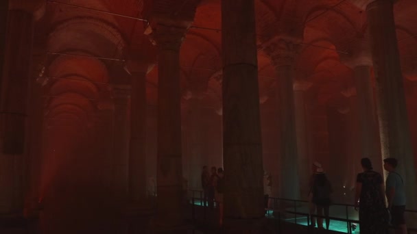 Basilica Cistern Yerebatan Sarnici Istanbul Travel Turkey Background Video Noise — Stock Video