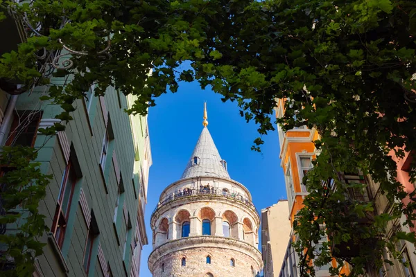 Galata Kulesi. İstanbul 'daki arka plan fotoğrafına git. İstanbul 'un simgeleri.