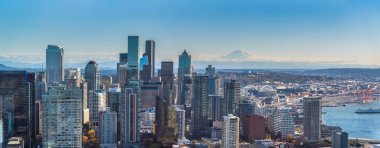 Tacoma, Washington, ABD 'deki Space Needle' dan şehir manzarası