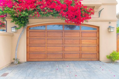 Carlsbad, San Diego, Kaliforniya 'da begonvil fabrikası olan garaj.