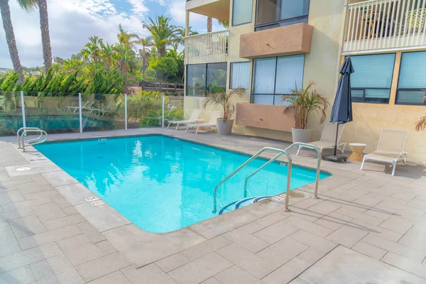 Small pool outside a building at Carlsbad, San Diego, California