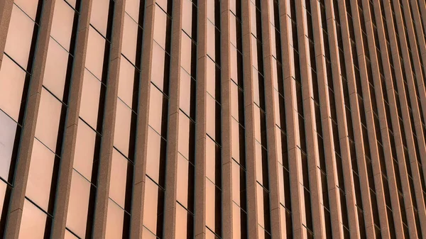 유타의 솔트레이크 시티에 있는 청동 반사 유리 스크린 이 있는 파노라마 건물 외부 — 스톡 사진