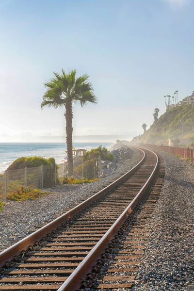 Eisenbahn Mit Blick Auf Meer Und Berge San Clemente Kalifornien — Stockfoto