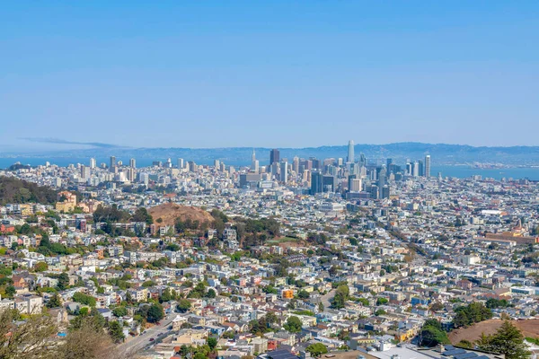 Pohled Rezidenční Komerční Oblast San Franciska Twin Peaks Kalifornii Celý — Stock fotografie