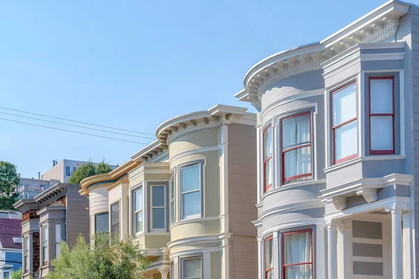 Häuserreihe Mit Geschwungener Außenwand San Francisco Kalifornien Seitenansicht Von Häusern — Stockfoto