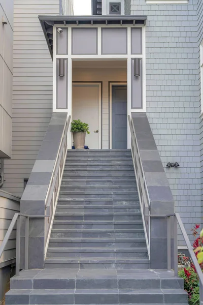 Two Houses Exterior Stone Tiles Staircase San Francisco California Stairs — Stock Photo, Image