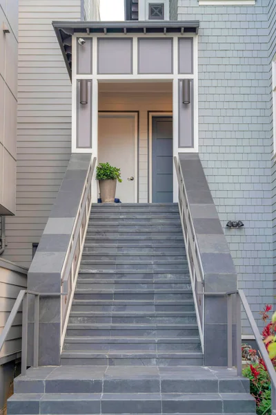 Two Houses Exterior Stone Tiles Staircase San Francisco California Stairs — Stock Photo, Image