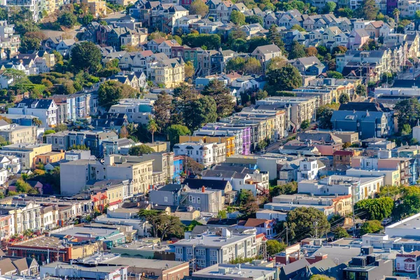 カリフォルニア州サンフランシスコの住宅街全体 住宅の異なるコミュニティの高角度ビュー — ストック写真