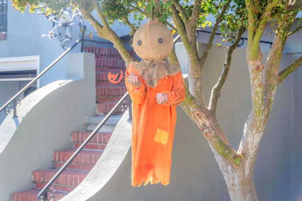 Лялька Оранжевим Одягом Сан Франциско Штат Каліфорнія Лялька Кнопковими Очима — стокове фото