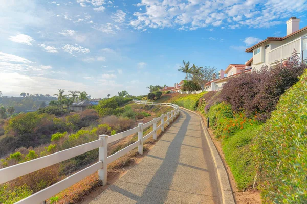 Concrete Walkway Bike Trail Railings Residential Area Southern California Path — Stockfoto