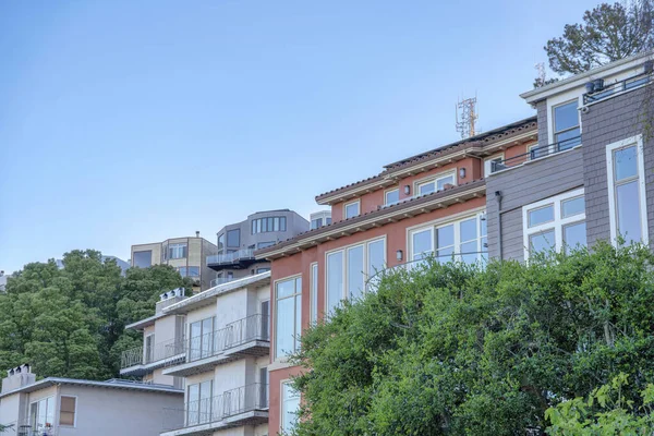 Apartment Buildings Neighborhood San Francisco California Apartment Building Exterior Balconies — Fotografia de Stock
