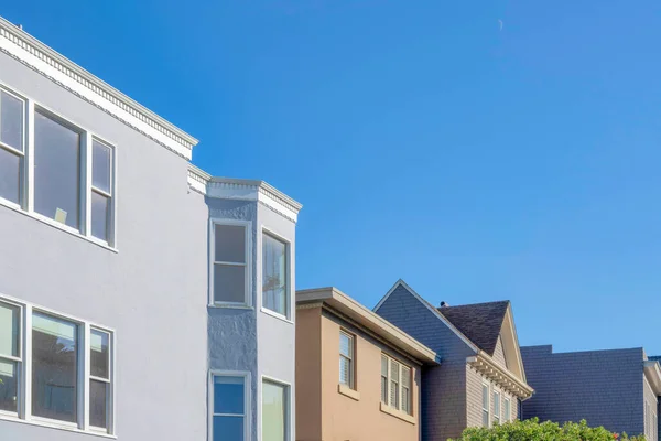 Exterior Houses San Francisco California Clear Blue Sky Two Houses — Fotografia de Stock