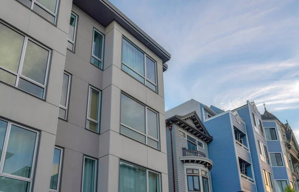 Multi Storey Townhomes Neighborhood San Francisco California Modern Gray Townhouse — Stock Photo, Image
