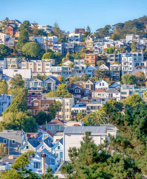 High Angle View Houses Apartments Slope Kate Hill Park San — Stock Fotó