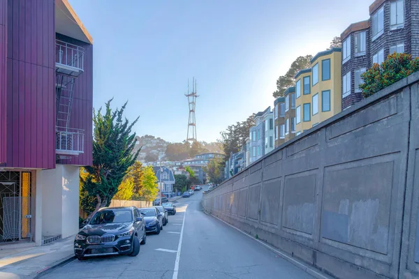 One Way Street Neighborhood San Francisco California Road Parking Space — Stockfoto
