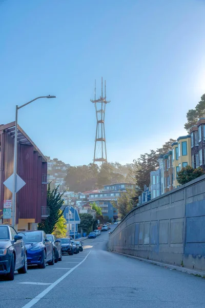 One Way Street Roadside Parking Residential Area San Francisco California — Stock Fotó