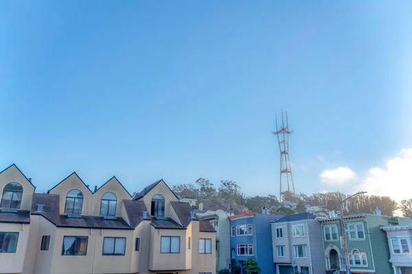 Apartment Townhouses View Sutro Tower San Francisco California Apartment Building — 图库照片