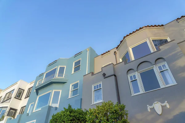 Painted Three Large Houses San Francisco California Three Houses Left — Stock Photo, Image