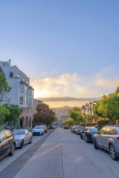 Residential Area Roadside Parking Space View Sunset Sky San Francisco — Stock Fotó
