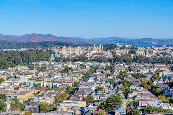 High Angle View San Francisco California Neighborhood View Golden Gate — Stock fotografie