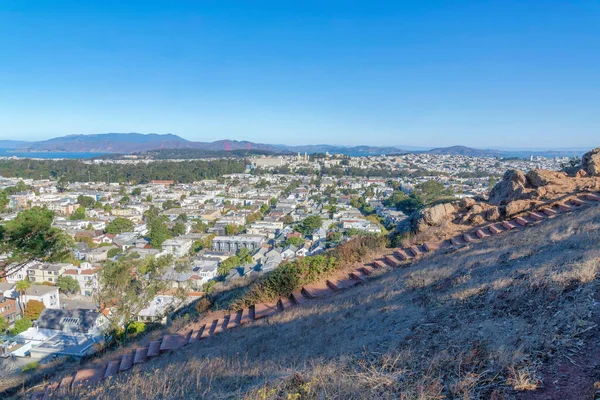 Stairs Hiking Trail Overlooking View Dense Residential Buildings San Francisco — Foto Stock