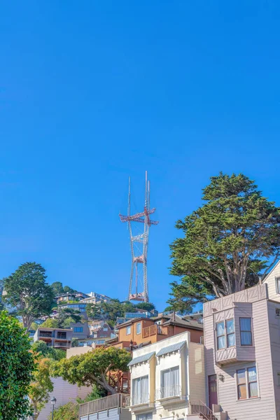 Sutro Tower Houses Suburb Neighborhood San Francisco California Houses Front — Stockfoto