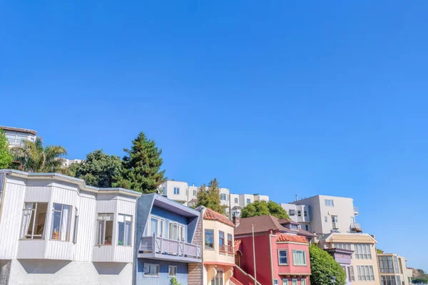 Two Row Houses Sloped Neighborhood San Francisco California Colorful Houses — Fotografia de Stock