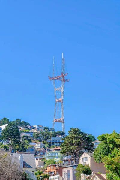 San Francisco California Sutro Tower Houses Slope Dense House Buildings — Stok fotoğraf